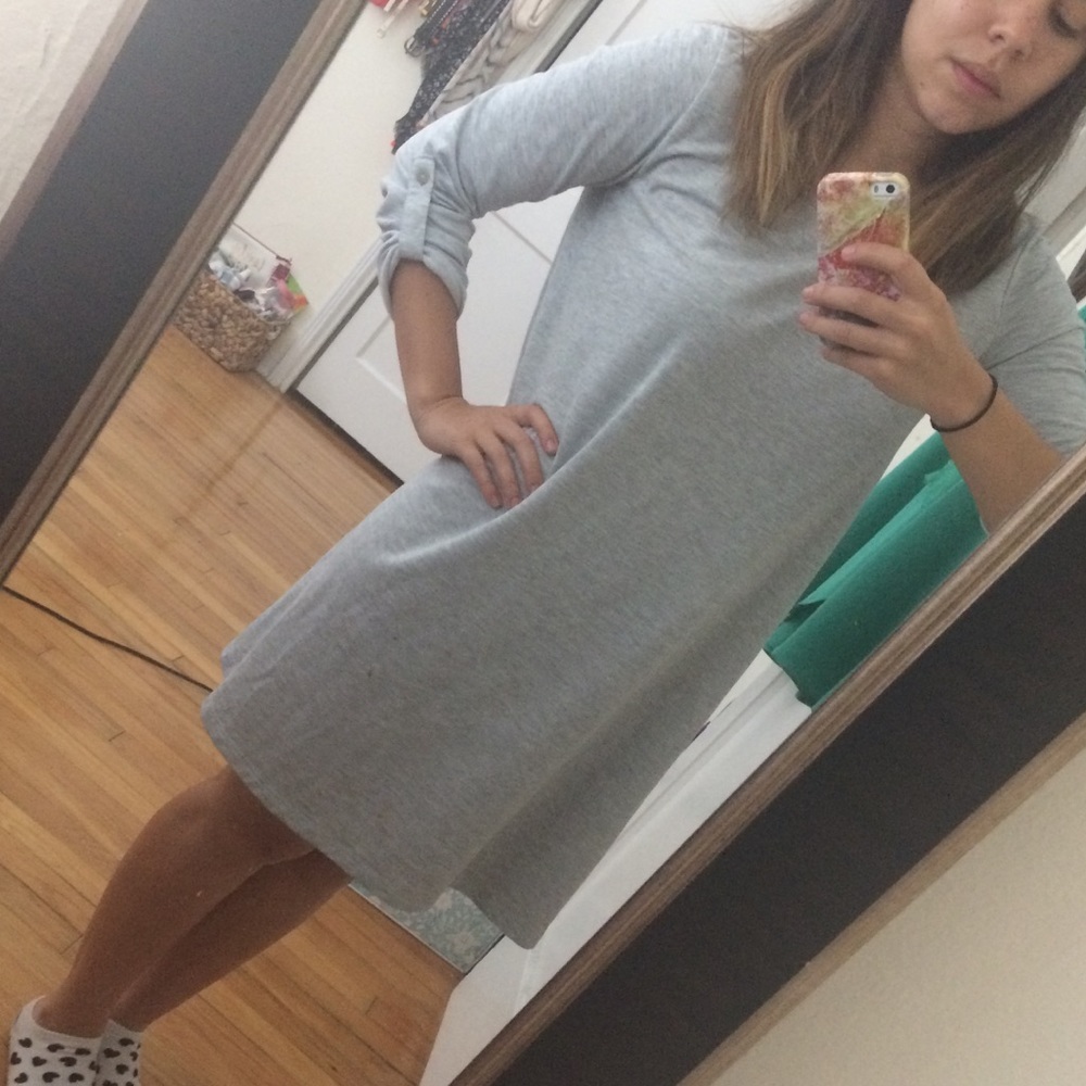 Grey Comfy mid sleeve dress